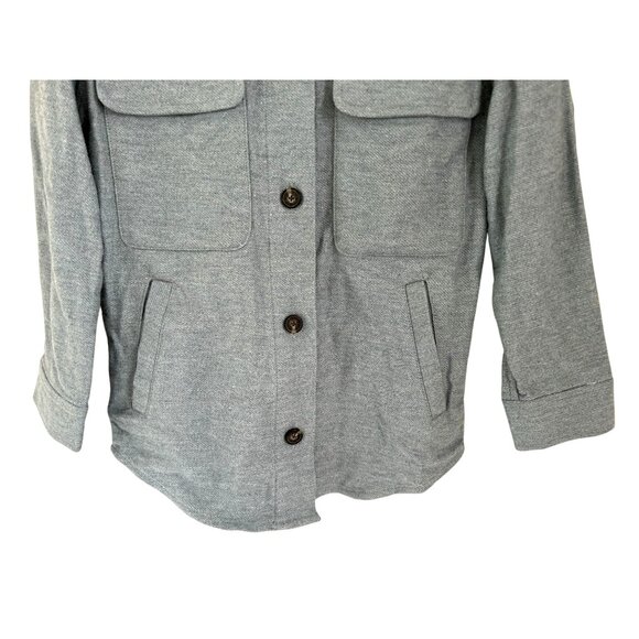 Everlane Oversized Shirt Jacket military style Gray Blue Pockets Size XSmall - Picture 6 of 11